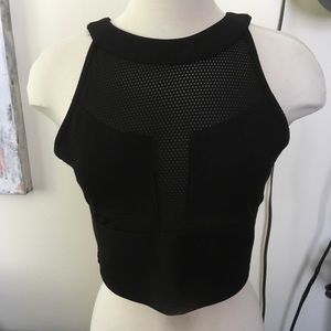 Buffalo David Bitton Black Crop Top Semi Sheer